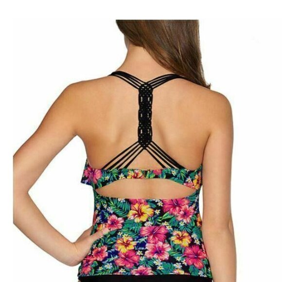 Arizona Pink Floral Swim Tankini Small - Picture 5 of 11